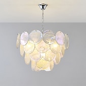 baratos Candelabros de Cristal-lustres de discos de vidro de Murano branco e roxo