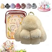 cheap Easter-Easter Soft Bunny Keychain with Tin,Handmade Soft Bunny PomPom Charms Plush Keychain Rabbit Christmas Gift for Backpack,Bag Charm Gift Key Chain