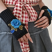  Dámské 1 pár Poloviční prsty / Pletené rukavice Aktivní / Šik ven Rukavice - Květiny Tisk