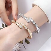 levne Náramky-Zirkon Retro Had Elegantní Módní Přizpůsobeno Moderní Chrome Náramek šperky Stříbrná / Zlatá Pro Svatební Párty Zásnuby Maturitní ples