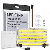 olcso Plug Strip Lights-dc24v cob cct ic címezhető led szalag fcob cct ws2811 ic chasing nagy sűrűségű hangolható 3000k-6000k CRI 90 IP30 LED szalag beltéri barkács dekorációhoz (opcionális SPI vezérlő)