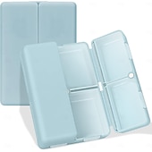 رخيصةأون تخزين الأمتعة والسفر-منظم حبوب يومي، 7 حجرات محمولة لتنظيم حبوب السفر، [تصميم قابل للطي] صندوق حبوب لجيب المحفظة لحمل الفيتامينات وزيت كبد سمك القد والمكملات الغذائية والأدوية - أحمر شفاف