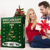 זול לוח שנה של אדרנט &amp; מתנות לנעליים-יומון שטחי שופי - מתנות למילוי גרבי חג המולד 2025 24 ימים של מטוסים אייקוניים מתנה לגברים אבא אספני דגם אוהבי תעופה מכיל 24 תליון מטוסי קרב קישוטים לעץ חג המולד