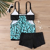 abordables Tankinis-Mujer Bañadores 2 piezas Bermudas Traje de baño Retazos Espalda al Aire Vacaciones Ropa de playa Floral Escote en U Sin Mangas Trajes de baño