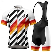 economico Set di abbigliamento da uomo-Per uomo Maglia da Ciclismo Maglia da ciclismo con pantaloncini con bretelle Completo da ciclismo Manica Corta Mountain Bike MTB Ciclismo su strada Estate Rosso Geometrico A righe Lettere &amp; Numeri