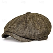 Недорогие Мужские головные уборы-Муж. Шляпа с низкой тульей Эскотская шляпа Шляпа газетчика Черный Коричневый Полиэстер Мода На каждый день Для улицы Повседневные Полотняное плетение Дышащий