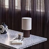 cheap Bedside Lamp-Minimalist Cordless Aluminum Brown Table Lamp