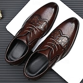 halpa Muodollinen-Miesten ruskeat krokotiilikuvioiset keinonahkaiset oxfordit – klassinen brogue-tyyli jouluun ja juhlatilaisuuksiin