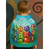 cheap Boy's 3D Animals-Boys' 3D Graphic Dinosaur Hoodie Pullover Long Sleeve 3D Print Spring Fall Sports Fashion Streetwear Kids 4-12 Years Hooded Outdoor Casual Daily Regular Fit