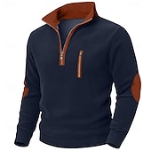 abordables Camisetas de pana-Hombre Camisa de Pana Camiseta superior Camisa de manga larga Camisas de hombre con coderas Manga Larga Cuello Alto Zip Otoño invierno Otoño Bloque de color Diario Casual Estilo callejero Cremallera