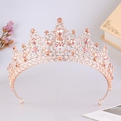 billige Tiarer og kroner-Crown Tiaras Hodepryd Legering Bryllup Bursdag Elegant søt stil Med Rhinsten Hodeplagg Hodeplagg