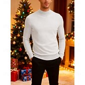 levne pánský pulovrový svetr-Pánské Svetr Pulovrový svetr Rýhovaný Plést Pletený Bez vzoru Mock Neck stylové Na běžné nošení Dovolená Denní nošení Oblečení Jaro &amp; podzim Bílá Rubínově červená S M L