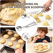 رخيصةأون أدوات وأجهزة المطبخ-مجموعة مغارف آيس كريم مكونة من 3 قطع، مغرفة آيس كريم من الفولاذ المقاوم للصدأ مع إطلاق الزناد، مغرفة كوكيز للخبز، مغرفة عجينة كوكيز