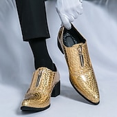 お買い得  オックスフォードシューズ-メンズ ブルー パテントレザー クロコダイルプリント ジッパー シューズ - イブニングウェアや高級な集まりに最適な高級フットウェア