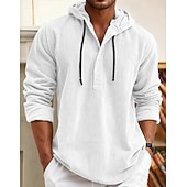 olcso alkalmi férfi ingek-Férfi Ing Alkalmi ing Kordbársony Ing Medence Fehér Sötétkék Stétszürke Hosszú ujj Sima Kapucni Hétköznapi Napi Kapucni Ruházat Szüret Divat Utcai sikk Napi