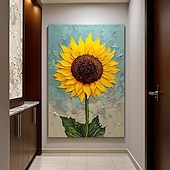 economico Quadri fiori/botanica-Dipinto originale a olio di girasole su tela, dipinto a mano ...