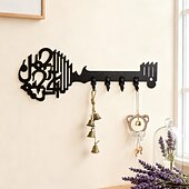 זול פסלים-וו קישוט קיר בצורת מפתח אללה עם וו ברזל קטן בעיצוב לפאנלים מעץ מתאים לקישוט קיר בחדרי אמבטיה, שירותים, מטבחים וחדרי אחסון