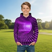billiga Pojkens 3D Vision &amp; Geometri-Pojkar 3D Grafisk Geometrisk 3D Print Huvtröja Långärmad Vår Höst Mode Streetwear Barn 4-12 år Huva Utomhus Ledigt Dagligen Normal