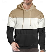 preiswerte Basic-Hoodies für Herren-Herren Kapuzensweatshirt Pullover Kapuzensweatshirt Aprikose Weinrot Schwarz Weiß Armeegrün Mit Kapuze Farbblock Einfach Patchwork Farbblock Kängurutasche Sport &amp; Outdoor Lässig Täglich Streetwear