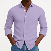 abordables Chemises décontractées intelligentes pour hommes-Homme Chemise Chemise en velours côtelé Chemise Boutonnée bleu marine manche longue Uni Col Rabattu Occasionnel Quotidien Boutonné Vêtement Tenue Coton Mode Streetwear Classique Occasionnel
