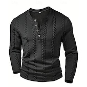 abordables Sweat-shirts basiques-Homme Sweat-shirt Pull Noir Henley Uni Jacquard Sport &amp; Loisir Occasionnel Quotidien Streetwear Vêtements de sport Occasionnel Automne Hiver Vêtement Tenue Pulls Capuche Pulls molletonnés