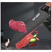 levne Kuchyňská sada-sada kuchyňských nožů, 6dílná luxusní sada nožů s dřevěným potahem, rukojeť s lehkou dřevěnou kresbou, nepřilnavý šéfkuchařský nůž z nerezové oceli s blokem na nože