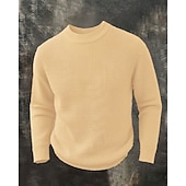 voordelige pullover voor heren-Voor heren Trui Gebreide trui Geribd Kabel breien Normale tops Gebreid Effen Strakke ronde hals Modern Modern eigentijds Casual Alledaagse kleding Kleding Herfst Winter Wit S M L