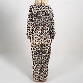 お買い得  レディース パジャマトップス＆ボトムス-女性用 パジャマ ラウンジウェア ワンジー ファッション カジュアル ソフト グラフィック ジッパー バケーション 家 ストリート 長袖 Ｖネック ブルー ブラック ピンク ルビーレッド オレンジ 春 秋 冬 レギュラー
