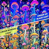 levne Tapiserie Blacklight-Gobelín s černým světlem a houbami, květinová rostlina, nástěnná dekorace, UV reaktivní gobelín, světélkující ve tmě, hippie nástěnná dekorace do ložnice s motivem trippy pokoje