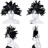 abordables Accesorios-Carnaval 2026 Accesorios de Samba del Carnaval de Río Adorno de Plumas para Mujeres - Accesorio de Cabeza de Lentejuelas Azul y Verde Pavo Real - Disfraz de Festival de Brasil