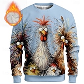 Χαμηλού Κόστους Animal Print-Ανδρικά Πετεινός Γκρινιάρης Φλις Πουλόβερ Καθημερινά Καθημερινό 3D Στρογγυλή Ψηλή Λαιμόκοψη Σπίτι Πάρτι Δώρο Streetwear Μπλε Απαλό Μπλε Λίμνης Μαύρο Λευκό Ρουμπίνι 3D εκτύπωση Φθινόπωρο Χειμώνας