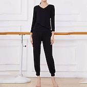 Χαμηλού Κόστους Σέτ και Ολόσωμα-Γυναικεία Μπλούζα γιόγκα Αθλητική κορυφή Συμπαγές Χρώμα Ρούχα σύνολα Φθινόπωρο Μαύρο Λευκό Μοντάλ Χορού Πιλάτες Γιόγκα Ψηλή Μέση Ελαφρύ Αναπνέει Μακρυμάνικο Αθλητισμός Ρούχα Γυμναστικής