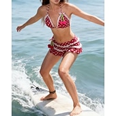 tanie Tankini i bikini do surfingu-Damskie Zestawy bikini Strój kąpielowy Kąpielówki Solidne kolory Stroje kąpielowe Czerwony Oddychający Bez rękawów - Surfing Plaża Pływacki Lato