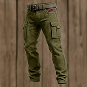 Недорогие Брюки карго-Муж. Вафельная ткань Брюки карго Штаны Повседневные брюки Пэчворк Карман Эластичная талия Полотняное плетение Комфорт Мягкий Полная длина на открытом воздухе Повседневные На выход Отпуск Мода