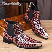 cheap Chelsea Boots-Men's Brown Leopard Print Chelsea Boots – Trendy and Bold Design, Ideal for Casual Wear, Street Style and Fashion-forward Occasions