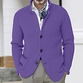 economico Maglioni Cardigan da uomo-Per uomo Felpa Cardigan A Coste Maglia Top Regolari Lavorato a maglia Bottonato Semplice Colletto Mao Vacanza Moda Casuale Abbigliamento quotidiano Abbigliamento Primavera &amp; Autunno Blu Nero S M L