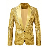 baratos Tops-Discoteca Anos 80 Smoking Tailcoat Tamanho Grande Manga Comprida Discoteca Paetês Fantasia Homens Fantasia de Carnaval Baile de Máscaras Bandagem Parada do Orgulho Mês do Orgulho Adulto Casaco Outono