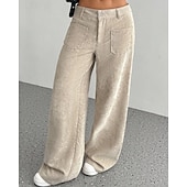 economico gamba larga e vita alta-Per donna Culotte Gamba Larga Chinos Streetwear Casual Lunghezza intera Vita media Semplice Tasca Elastico in vita Confortevole Inelastico Quotidiano All'aperto Vacanza Aalbicocca Grigio Blu marina