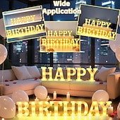 cheap Decorative Lights-Happy Birthday/Marry Me Marquee Light Up Letters, LED Letter Number Light Sign with Round Light Decoration for Birthday Home Table Decor