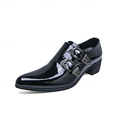 זול נעלי נזיר-נעלי גברים עם רצועות נזיר כפולות מעור דמוי עור חומות - נעלי ערב אלגנטיות לחתונות ואירועים רשמיים