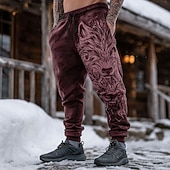 abordables jogging-Homme Animal Loup Viking Joggings Pantalon Jogger Pantalons Taille Moyenne Taille élastique à cordon Vintage Rétro Extérieur Camping &amp; Randonnée Chasse Pantalon de survêtement athlétique avec poches