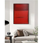 baratos Pinturas Abstratas-Pintura a óleo artesanal em tela, arte de parede abstrata com textura vermelha, decoração para sala de estar, hall de entrada, decoração para casa, pintura enrolada sem moldura e sem esticar.