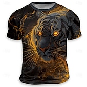  Per uomo Animale Tigre Divertente Maglietta Manica Corta maglietta Stampa 3D Girocollo Camicia Esagerato Designer Feste Ferie Nero 1 Nero 3 Nero 2 Estate Primavera Abbigliamento S M L XL XXL XXXL