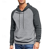baratos hoodies básicos dos homens-Homens Moletom Estacionar Preto Cinza Claro Cinzento Escuro Cinzento Com Capuz Bloco de cor Com Cordão Desportos e Ar livre Casual Diário Impressão 3D Roupa de rua Roupa de Esporte Casual Outono
