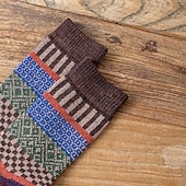 abordables calcetines de hombre-Hombre 5 pares Paquetes múltiples Calcetín Calcetines para correr Calcetines informales Multi Color Color Geométrico Vacaciones Deporte Diario Básico Cálido Otoño Invierno Moda Étnico