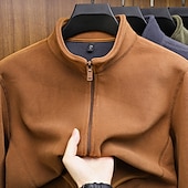 abordables Sweat à capuche en polaire-Homme Sweat-shirt Sweat zippé Sweat-shirt zippé Sweat-shirt en polaire Sweat-shirt entièrement zippé Bleu Noir Jaune Vert Gris Col montant Uni Sport &amp; Loisir Quotidien Fête Polyester Streetwear