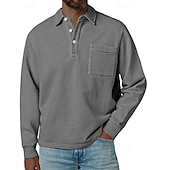 economico Polo classica da uomo-Per uomo Maglia da golf Polo da Golf Casuale Lavoro Bavero Manica Lunga Essenziale Moderno Semplice Bottoni Tasca Frontale Primavera Autunno Vestibilità regolare Blu Nero Blu marino Viola Marrone