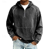 tanie podstawowe bluzy męskie-Męskie Bluza z Kapturem Zjechać na pobocze Bluza z kapturem na zamek błyskawiczny Morelowy Czarny Rumiany róż Zieleń wojskowa Granatowy Kaptur Równina Niejednolita całość Sport i turystyka Codzienny