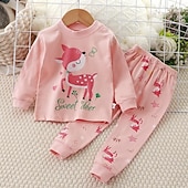 billiga Pyjamas-Småbarn Pojkar 2 delar Pyjamasset Långärmad Z17 Z29 Z13 Ensfärgat Djur Vår Höst Förtjusande Hem 7-13 år