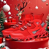economico Scarpe da Corsa per Uomini-sneakers da uomo in rete rossa: design leggero con supporto ammortizzato, ideali per lo shopping natalizio e le occasioni festive